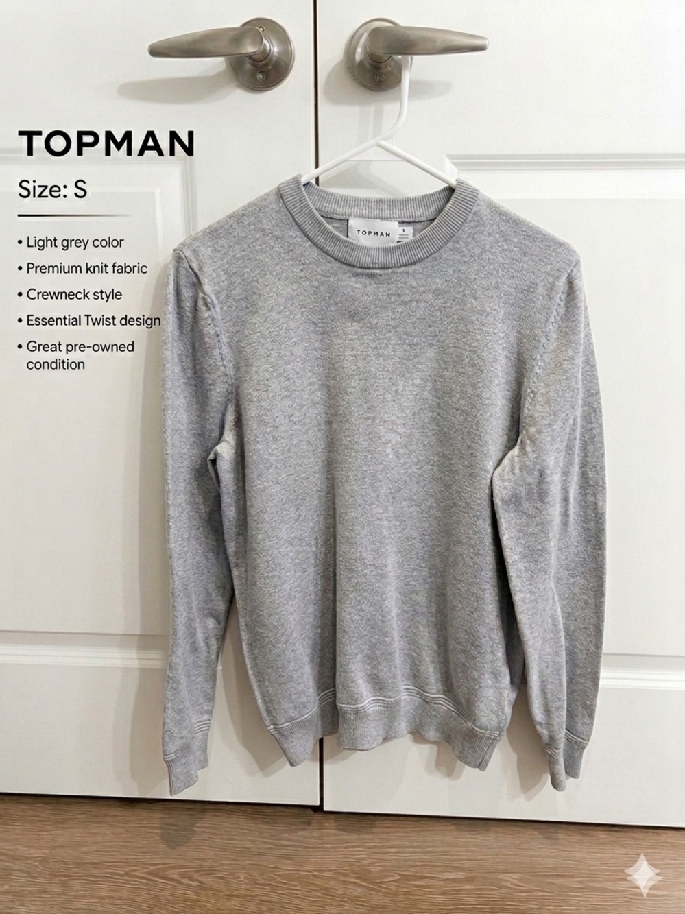 Topman Men's Essential Twist Crewneck Sweater - Grey